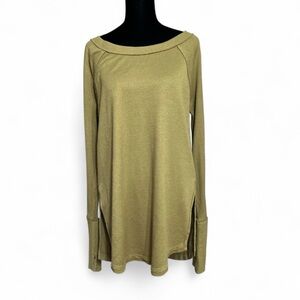 WE ARE THE FREE Olive Green Long Sleeve Tunic Top M, With Side Slits